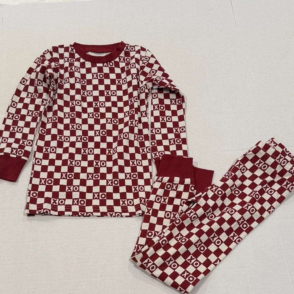 Kids L’ovedbaby crimson  XO Check Pajama Set organic